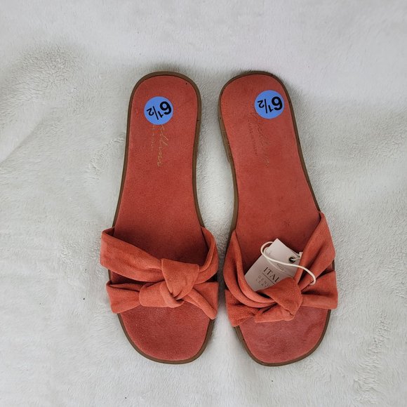 Avellini Coral Suede Leather Knot Strappy Flat Sandals Size 6.5 Made in Italy - Picture 2 of 8